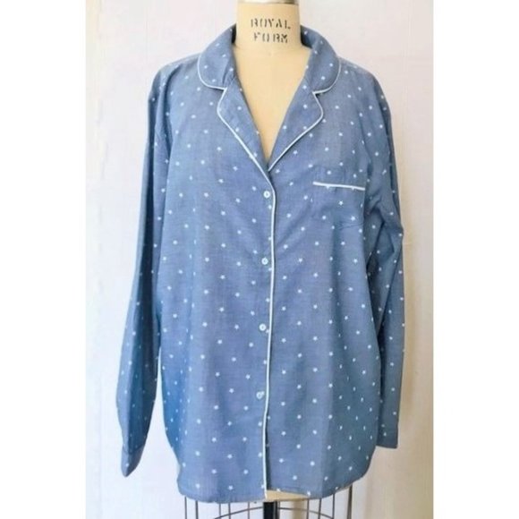 H&M Intimates & Sleepwear Hm Dark Blue Chambray White Stars Cotton